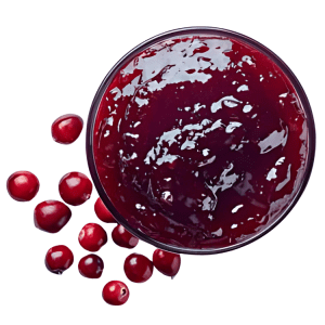Bowl of cranberry jelly isolated with a white background