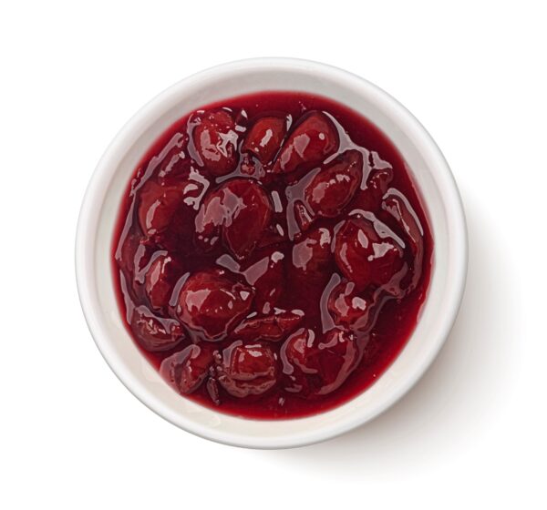 A bowl of cherry jam