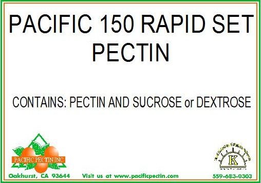 PACIFIC 150 GRADE RAPID SET PECTIN:  Industrial use pectin standardized with Dextrose or Sucrose.