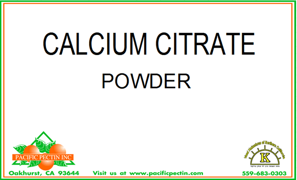 CALCIUM CITRATE: Used as a catalyst in certain LM pectins.